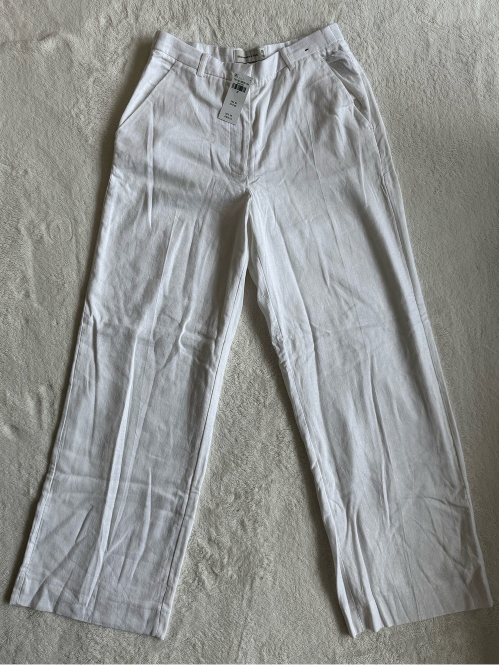Abercrombie Harper Tailored Linen-Blend Pants White 26/2R Wide Leg NWT